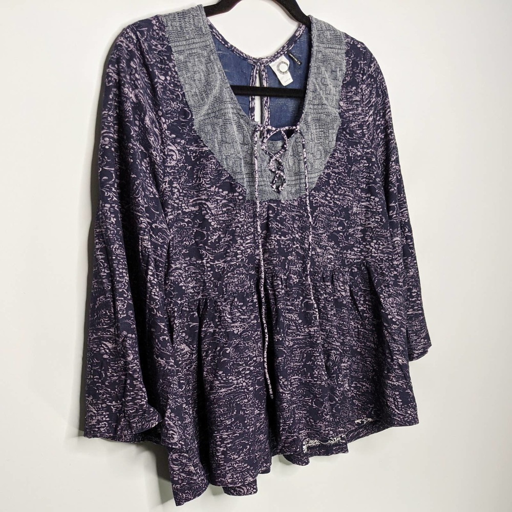 ANTHROPOLOGIE Blue Akemi Kin Marcella Boho Blouse Sz M - Picture 2 of 8